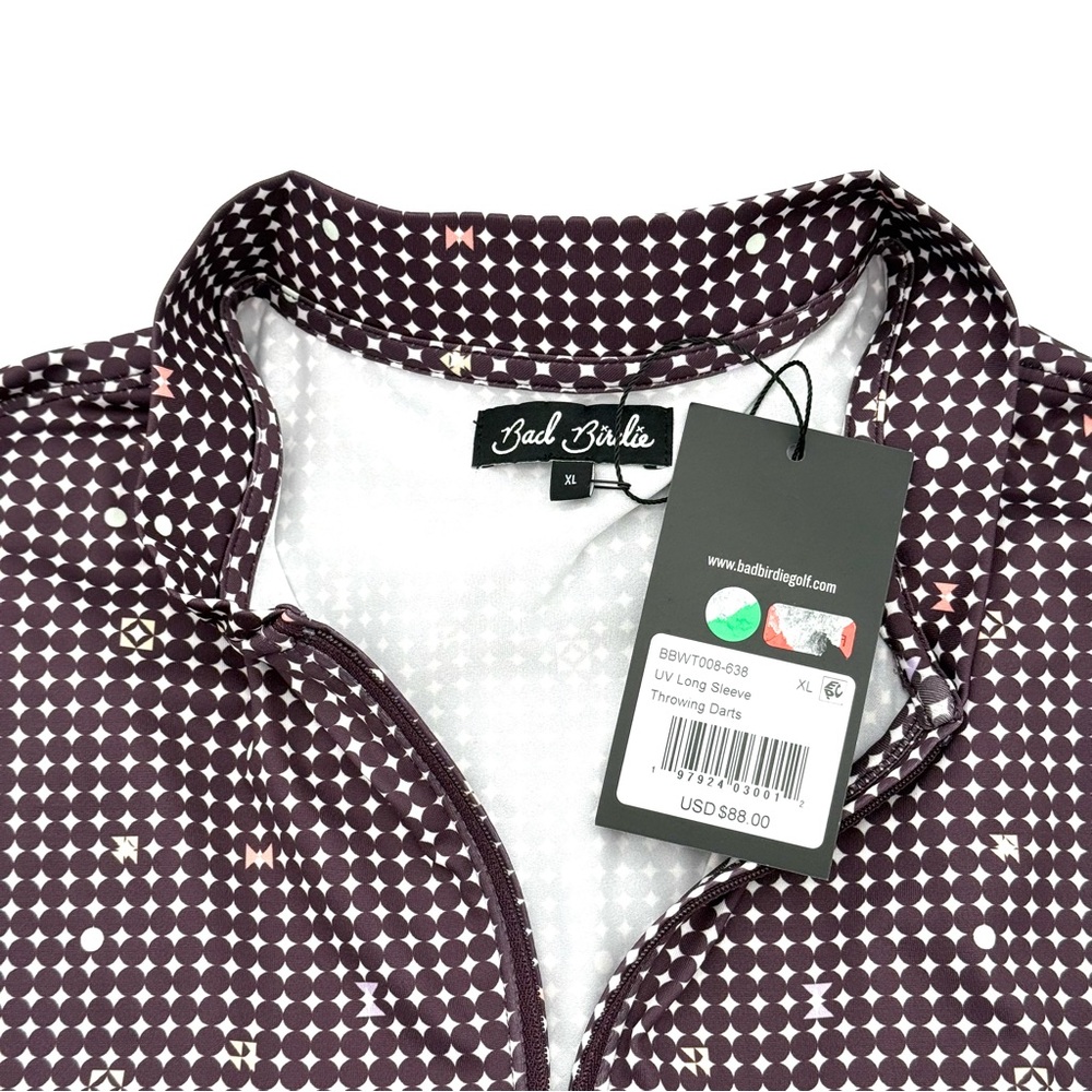 NWT New Bad Birdie Women's UV Quarterzip Pullover Size XL Golf Shirt Polo LS Top - Picture 3 of 3